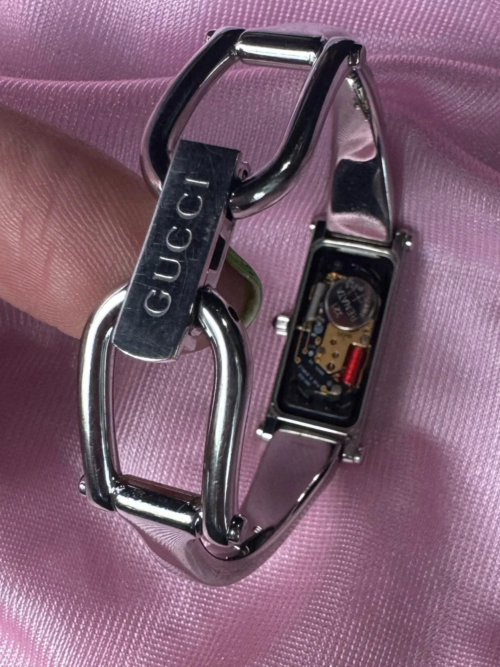 Gucci Black Dial Stainless Steel Bangle Watch